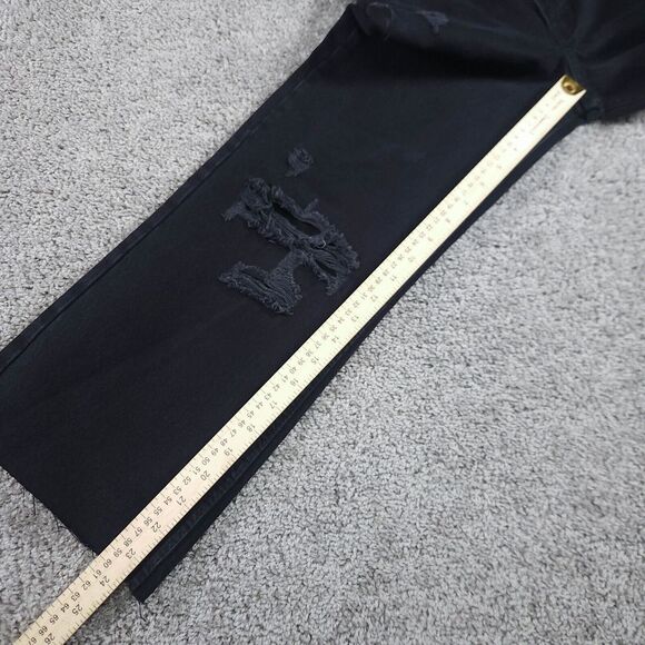 Zara Jeans Womens 0 Wide Leg Crop Capris Black Baggy Y2K Hip Hop Distressed - Picture 13 of 14